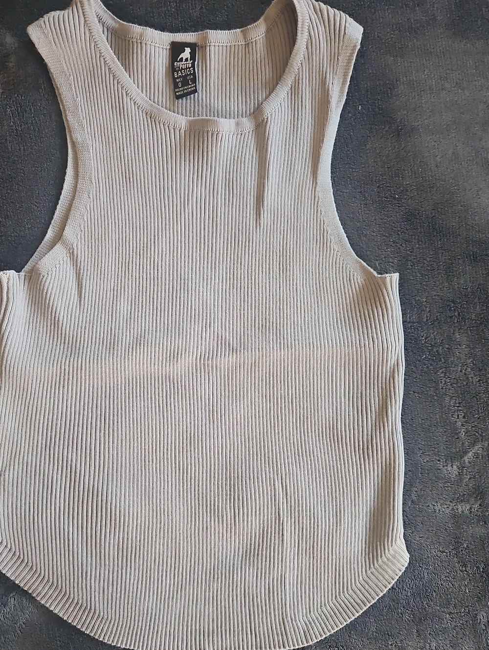 Essentials Ribbed Tank Top - Light Beige